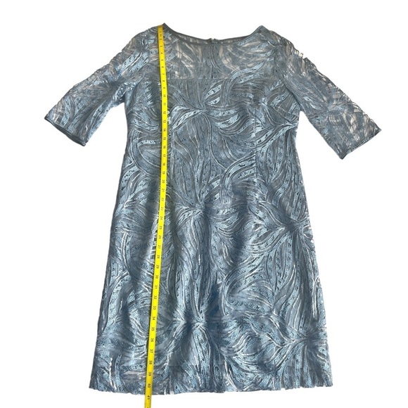 Tahari ASL Periwinkle Blue Sequin Lace Overlay Cocktail Dress Women's 16 - Picture 7 of 14